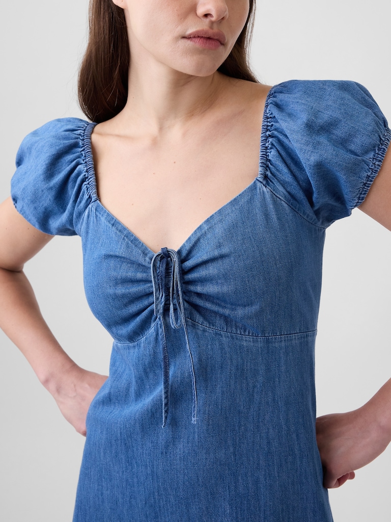 Print Puff Sleeve Midi Dress