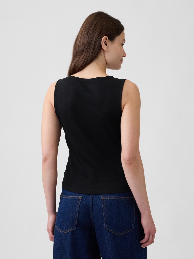 Modern Ribbed Asymmetrical Button-Side Top