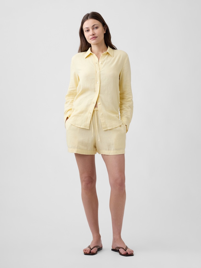 4" Pull-On Linen-Blend Shorts