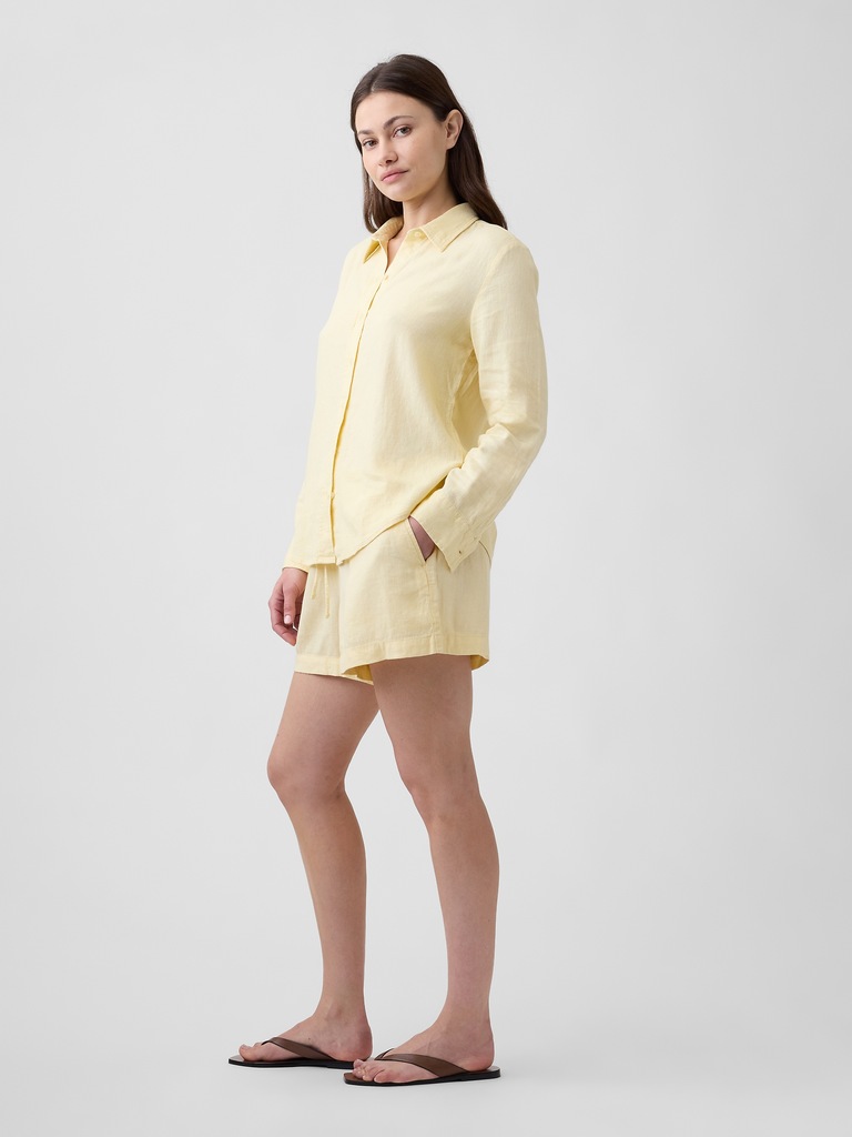 4" Pull-On Linen-Blend Shorts