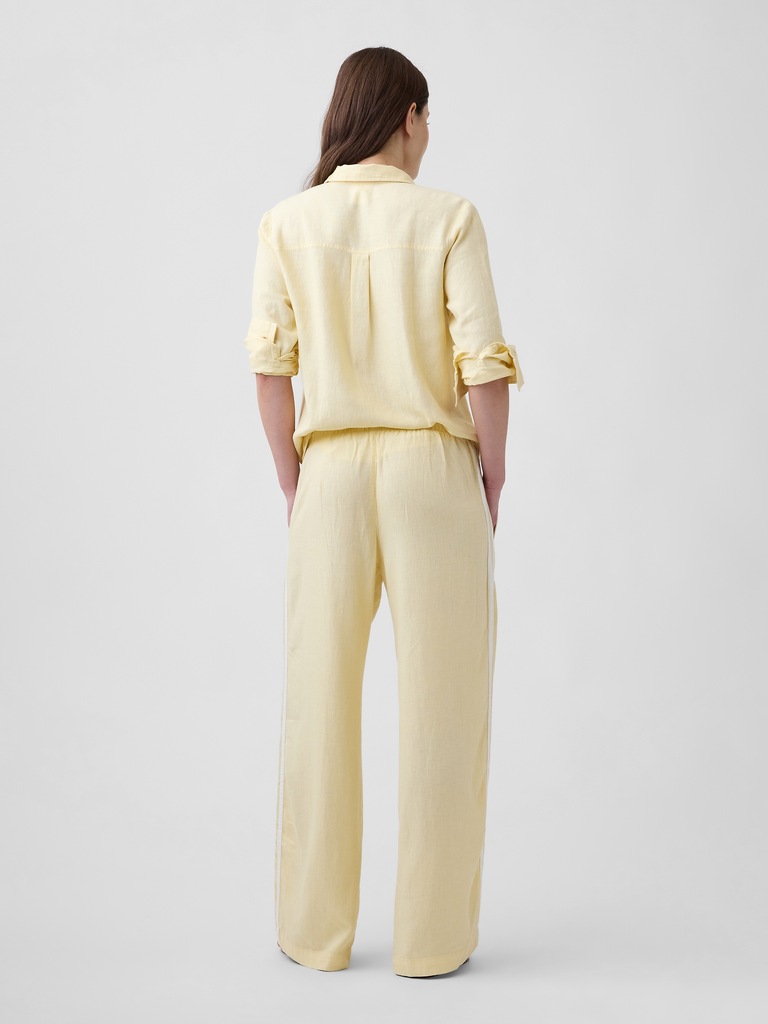 Linen-Blend Stripe Wide-Leg Pants