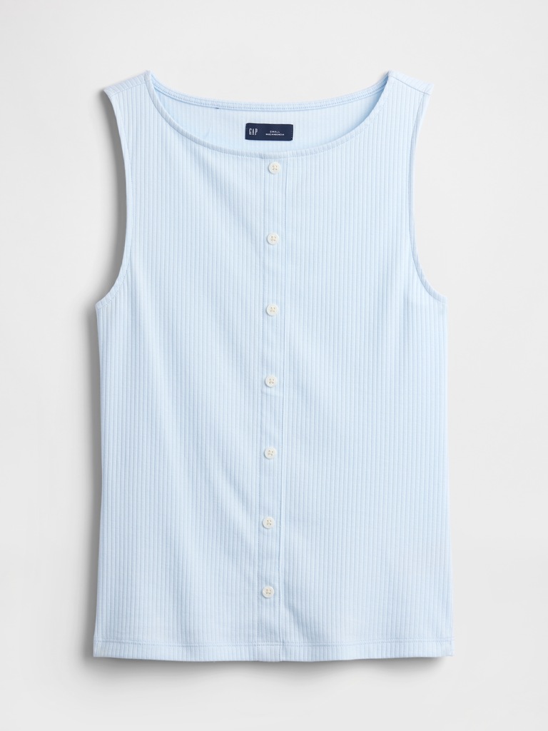 Ribbed Button-Up Top