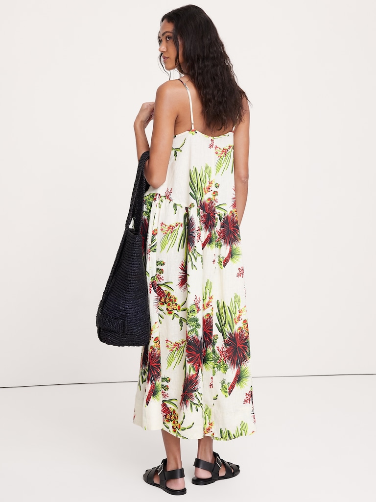 Linen Drop-Waist Maxi Dress