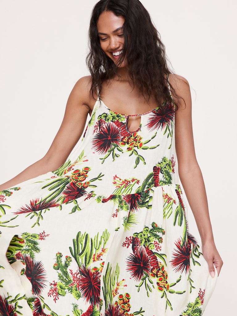 Linen Drop-Waist Maxi Dress