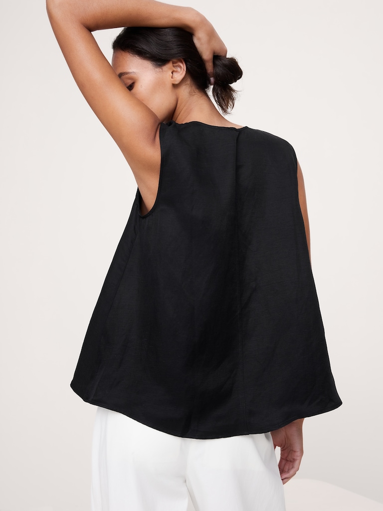 Camisole en lin et viscose à encolure dégagée