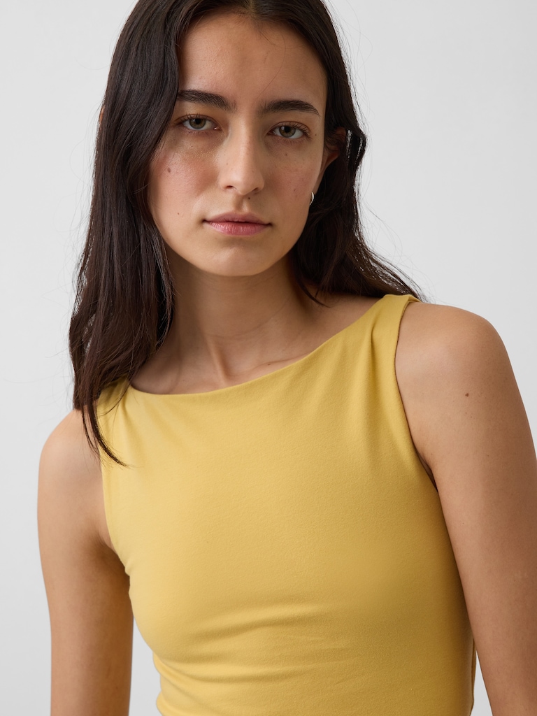 CloseKnit Jersey Boatneck Crop Tank Top