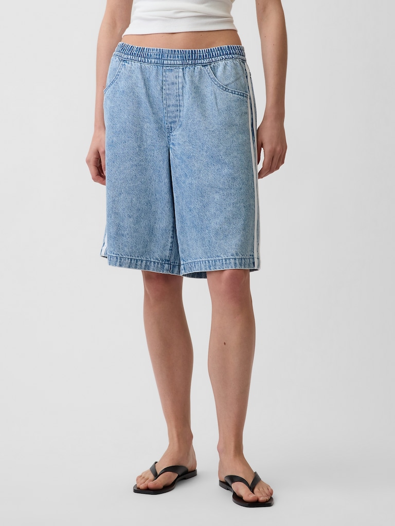 11" Mid Rise UltraSoft Easy Stripe Longline Denim Shorts