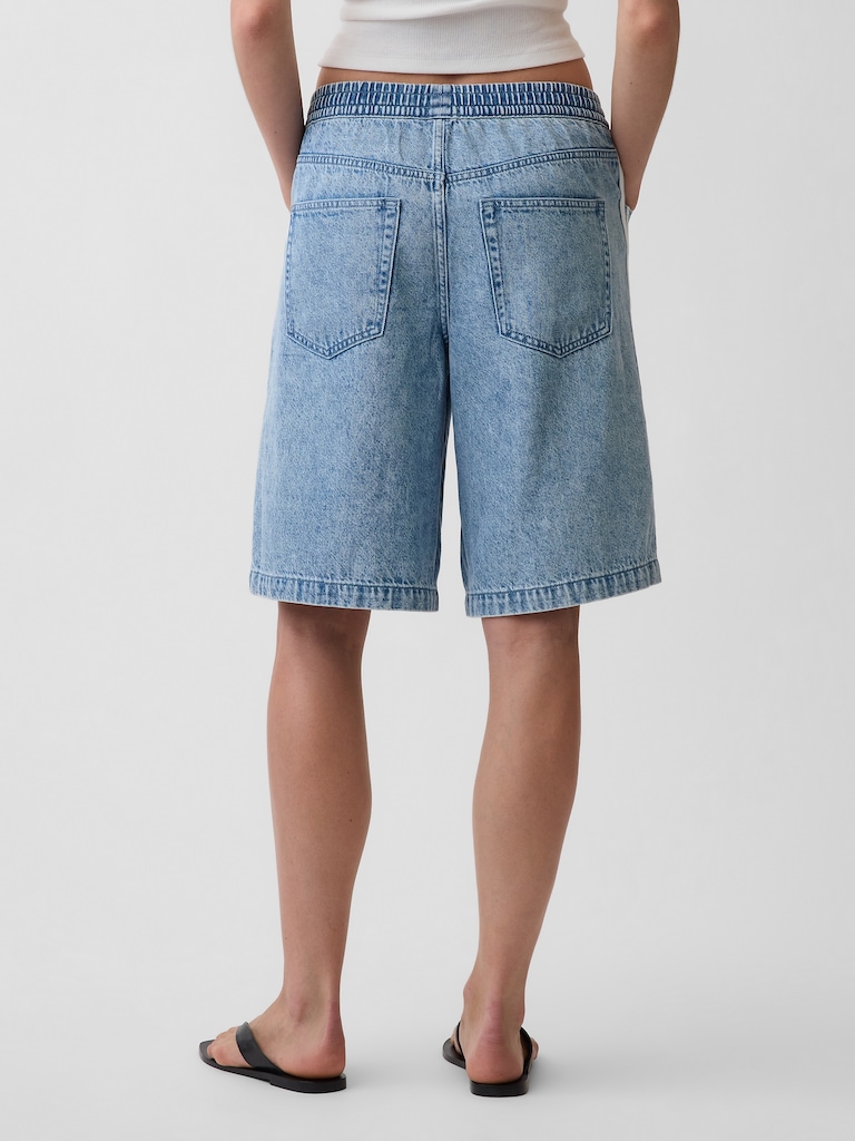 11" Mid Rise UltraSoft Easy Stripe Longline Denim Shorts