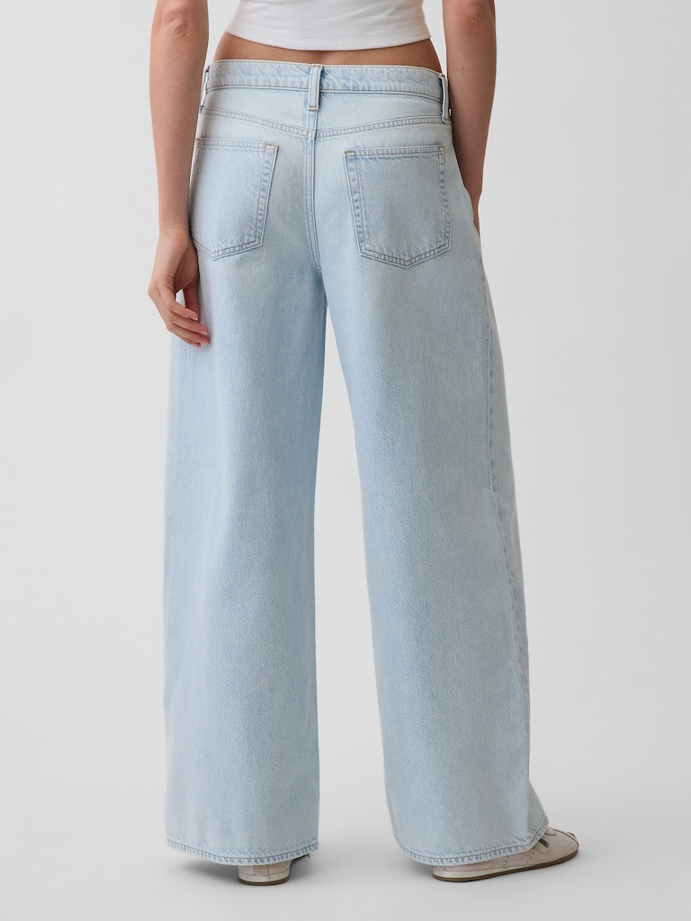 Mid Rise UltraSoft Pleated Baggy Jeans