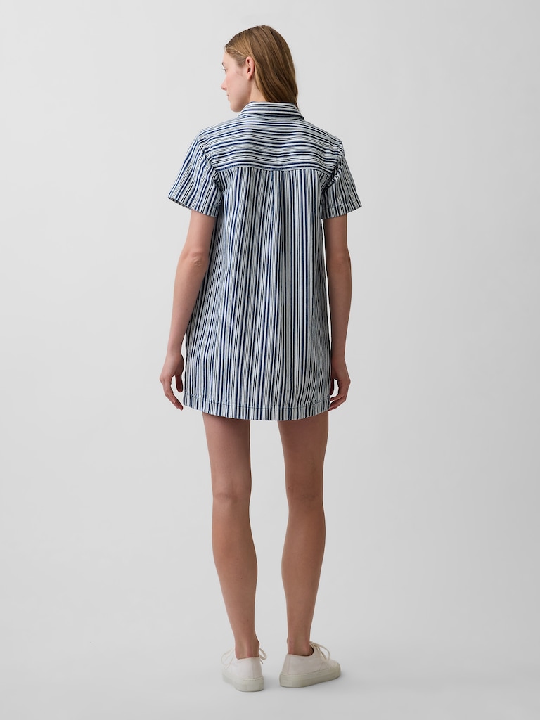 Denim Stripe Popover Mini Dress