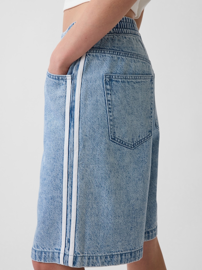 11" Mid Rise UltraSoft Easy Stripe Longline Denim Shorts