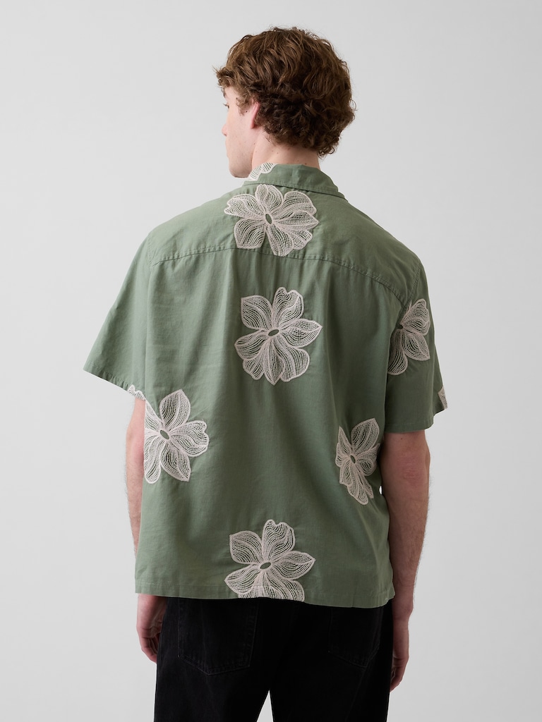 Linen-Cotton Relaxed Straight-Hem Shirt