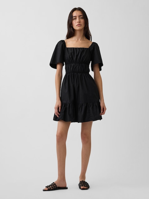 black and white dress cocktail Ruffle Contrast Mini Dress- Black/White main image 0