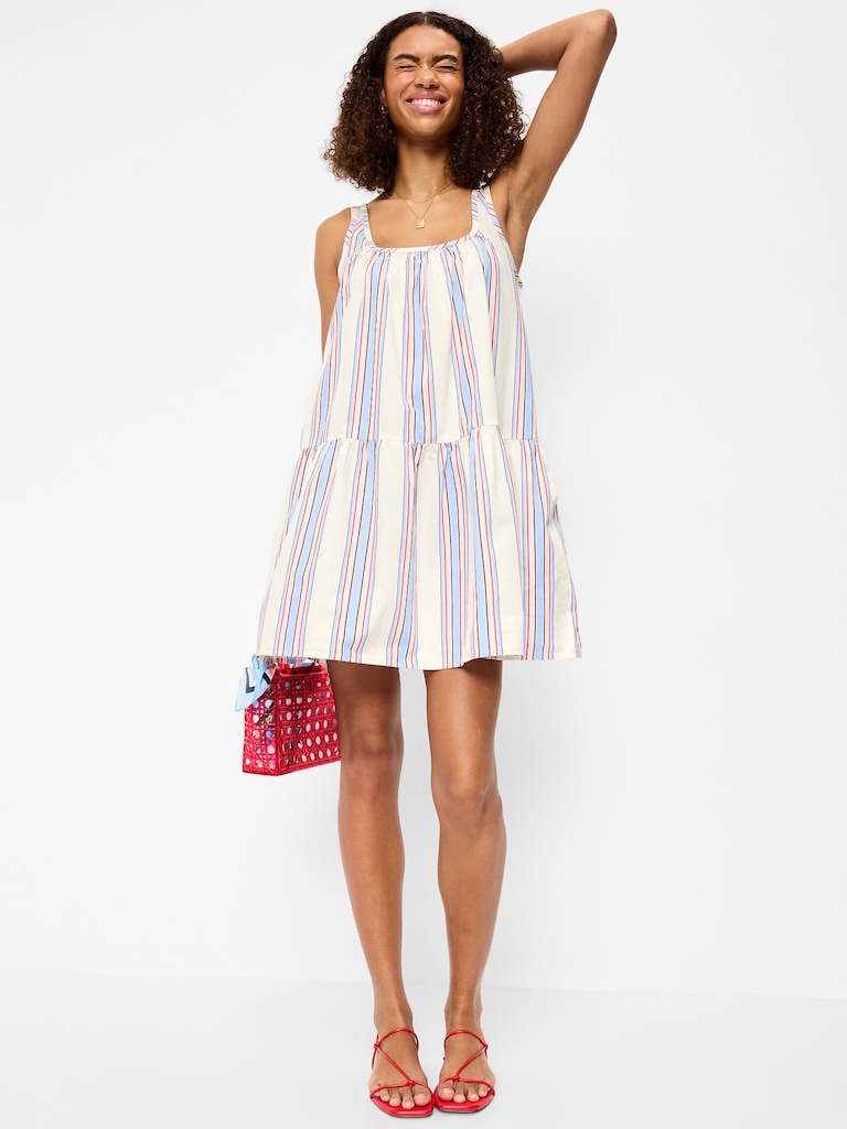 Sleeveless Scoop-Neck Mini Swing Dress