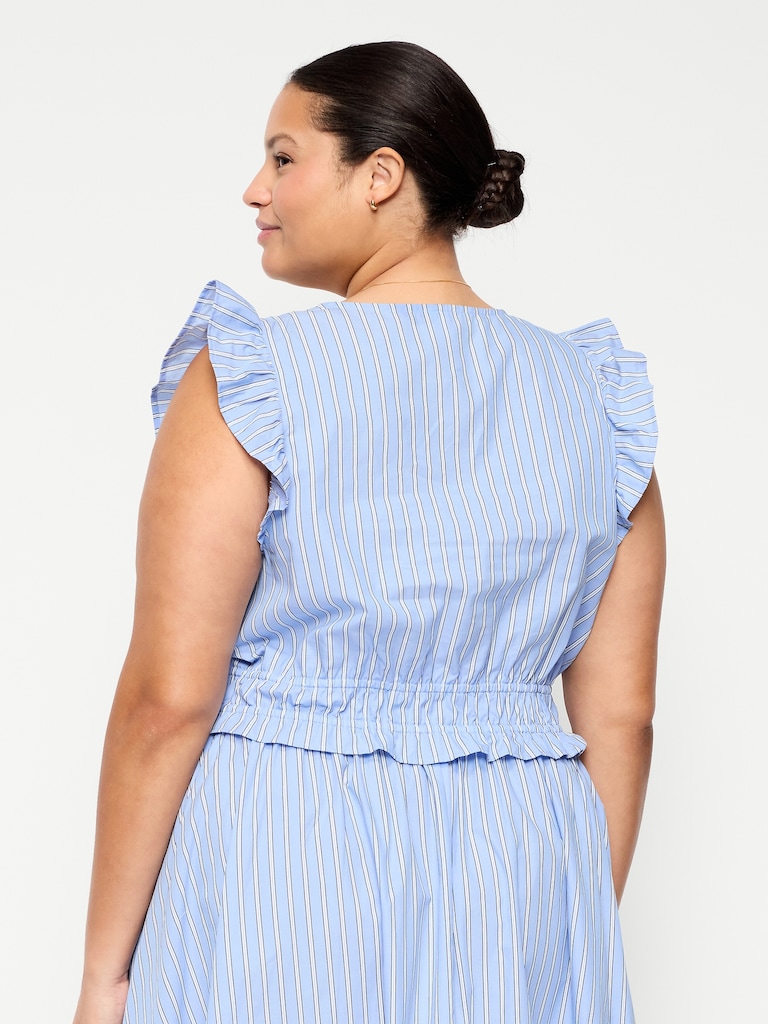 Flutter-Sleeve Poplin Top