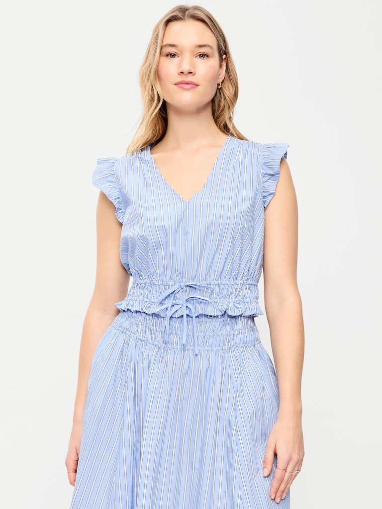 Flutter-Sleeve Poplin Top