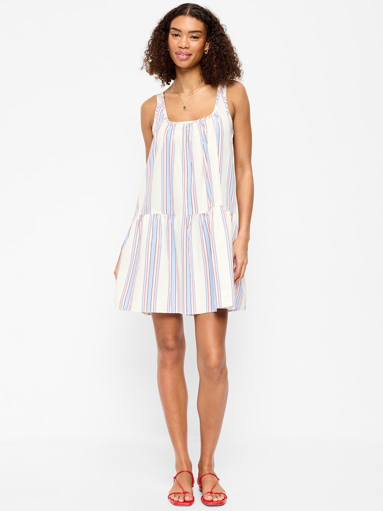 Sleeveless Scoop-Neck Mini Swing Dress