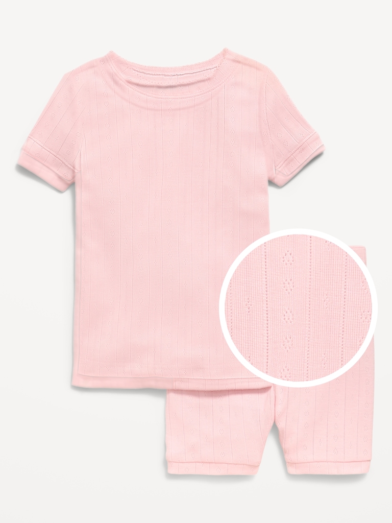 Snug-Fit Pointelle-Knit Pajama Set for Toddler & Baby