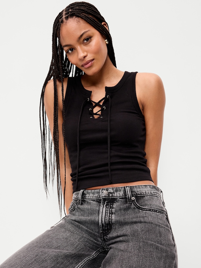 Lace-Up Tank Top