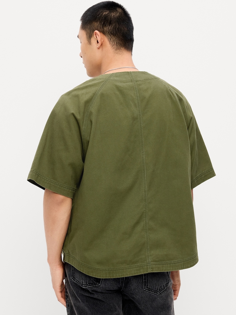 Oversized Short-Sleeve Chore Shirt