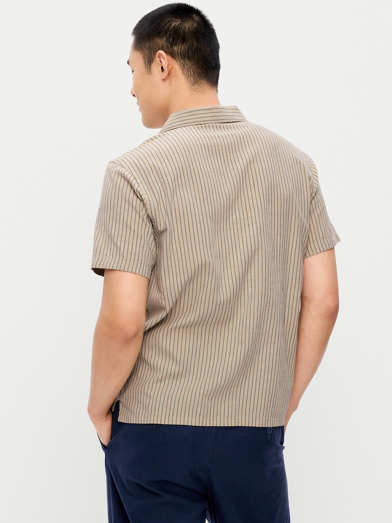 Short-Sleeve Striped Camp Shirt