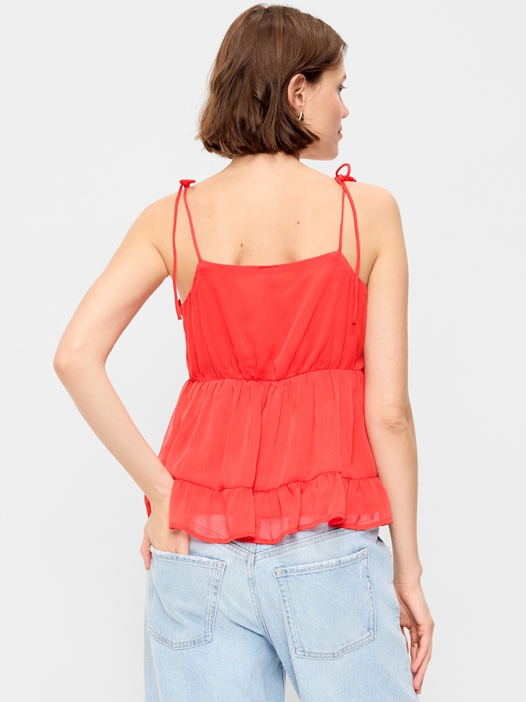 Tie-Strap Tiered Ruffle Top