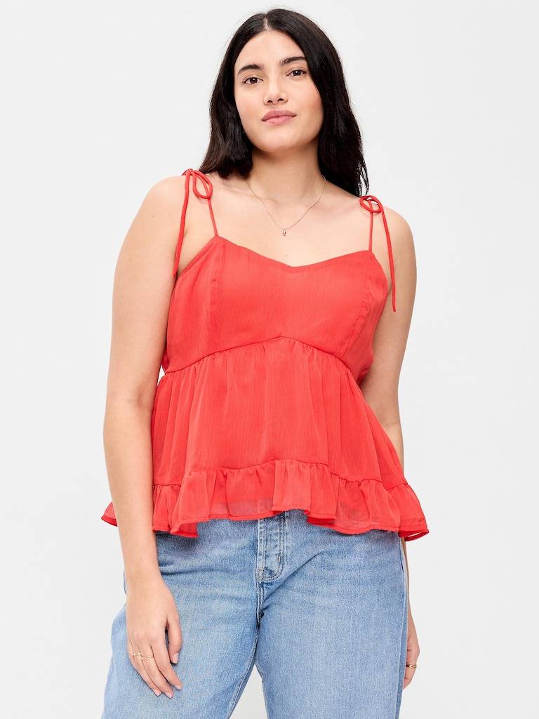 Tie-Strap Tiered Ruffle Top