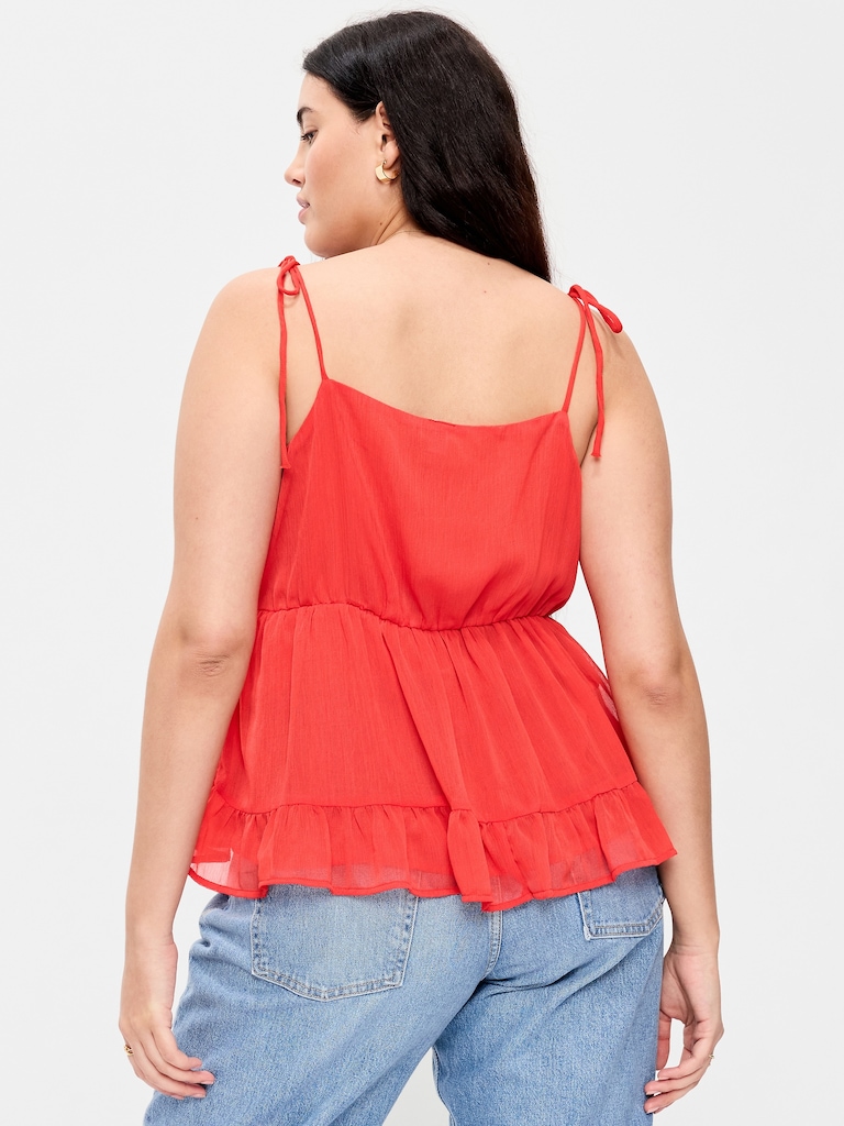 Tie-Strap Tiered Ruffle Top