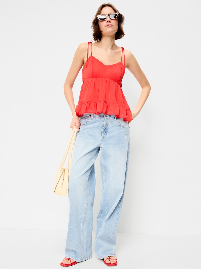 Tie-Strap Tiered Ruffle Top