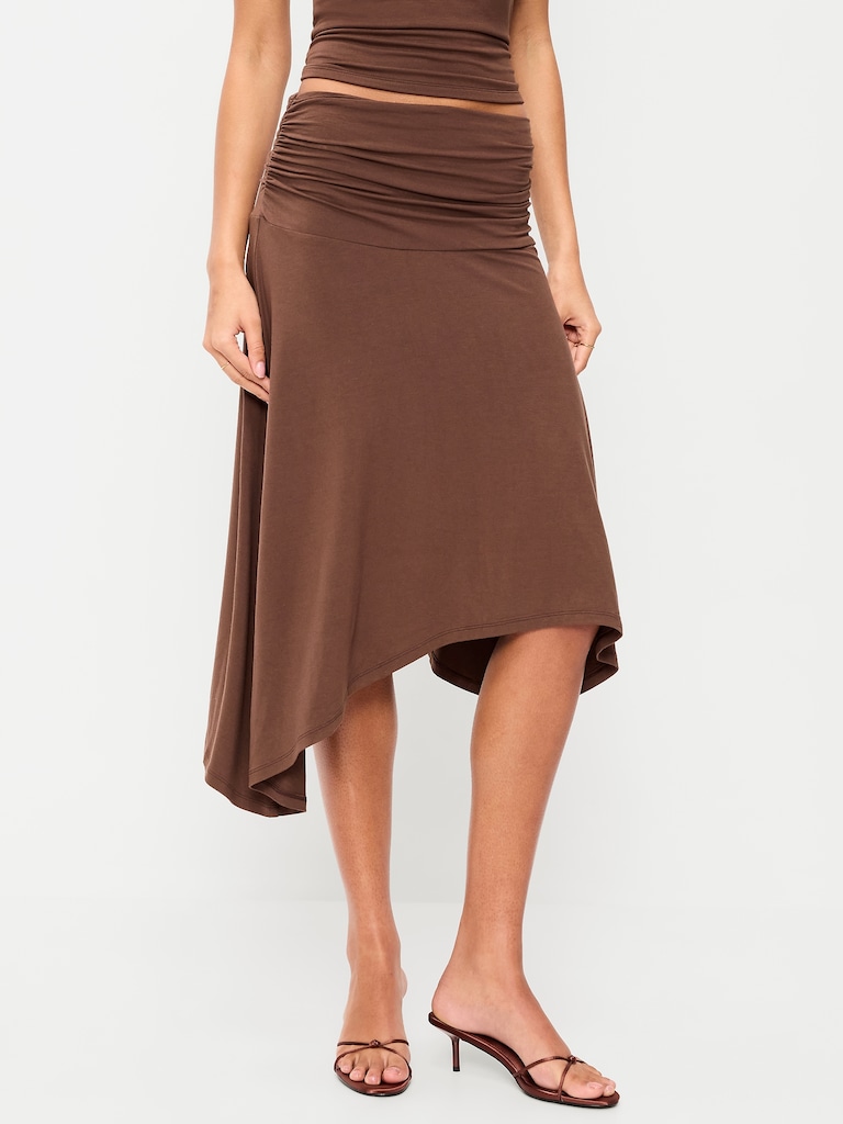 Asymmetrical Draped Midi Skirt