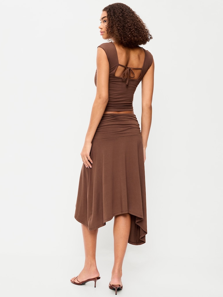 Asymmetrical Draped Midi Skirt