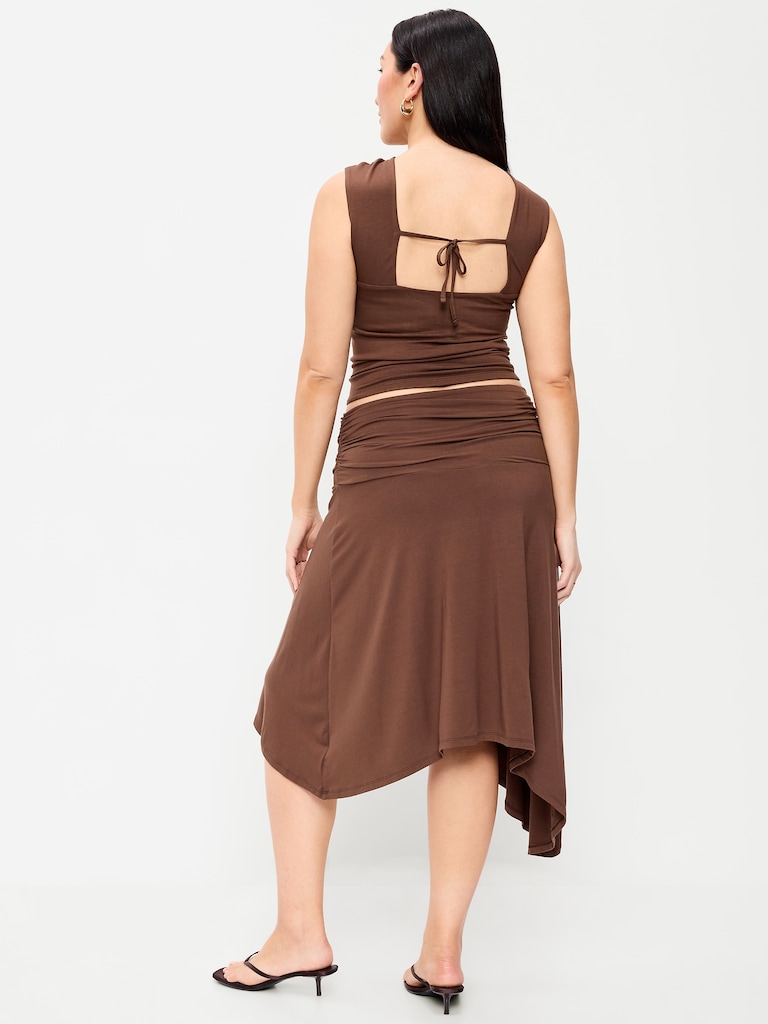 Asymmetrical Draped Midi Skirt
