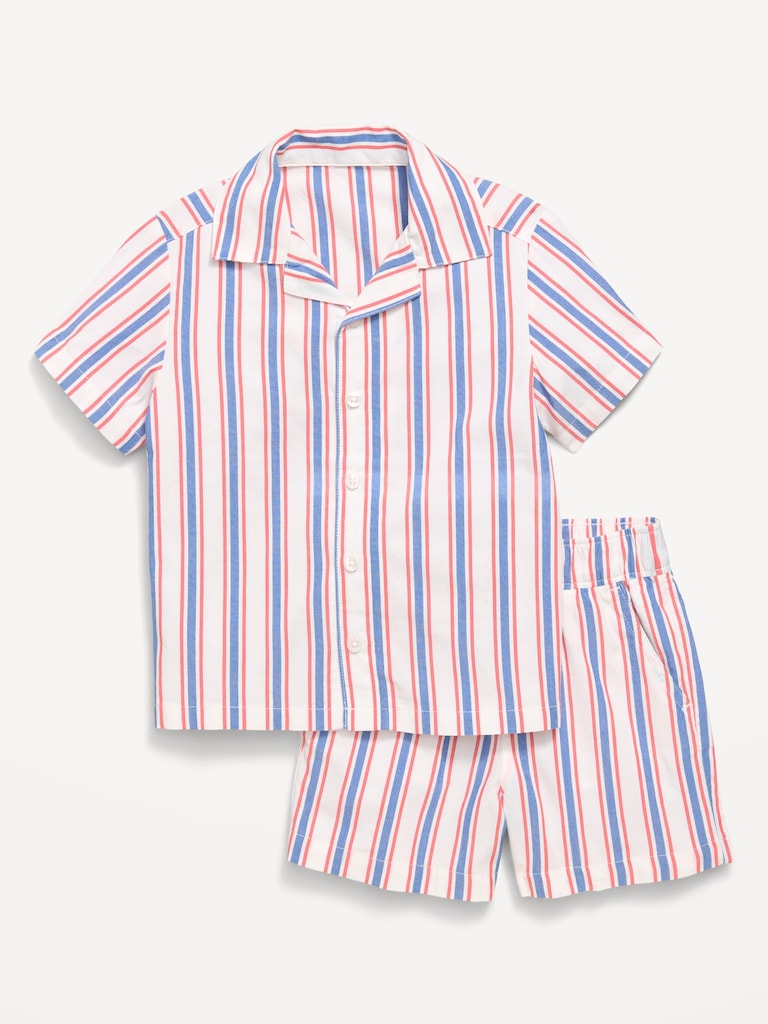 Striped Poplin Shirt and Shorts Set for Toddler Boys