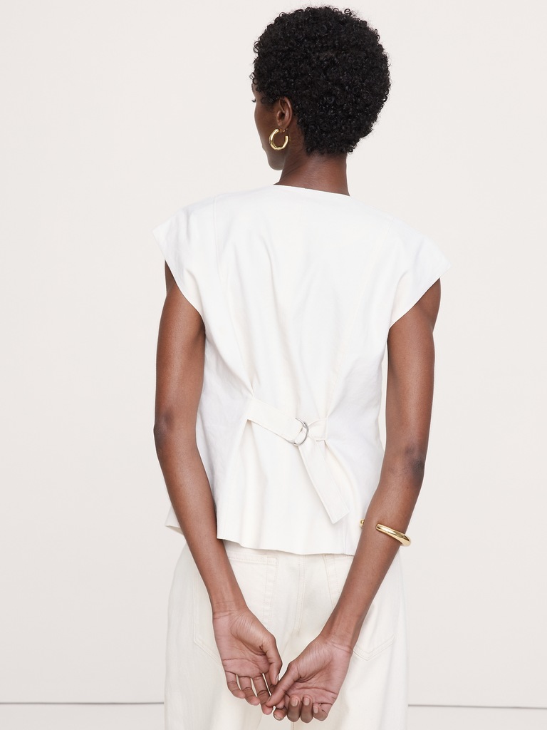 Stretch Linen-Viscose Vest