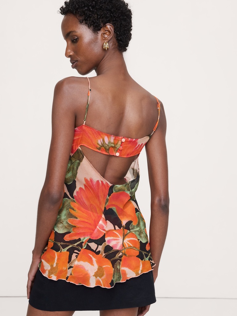Georgette Cowl-Neck Tank