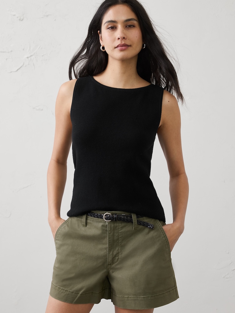 Textured Boatneck Sweater Tank