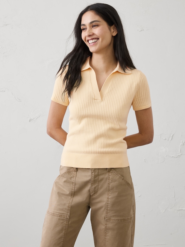 Ribbed Sweater Polo