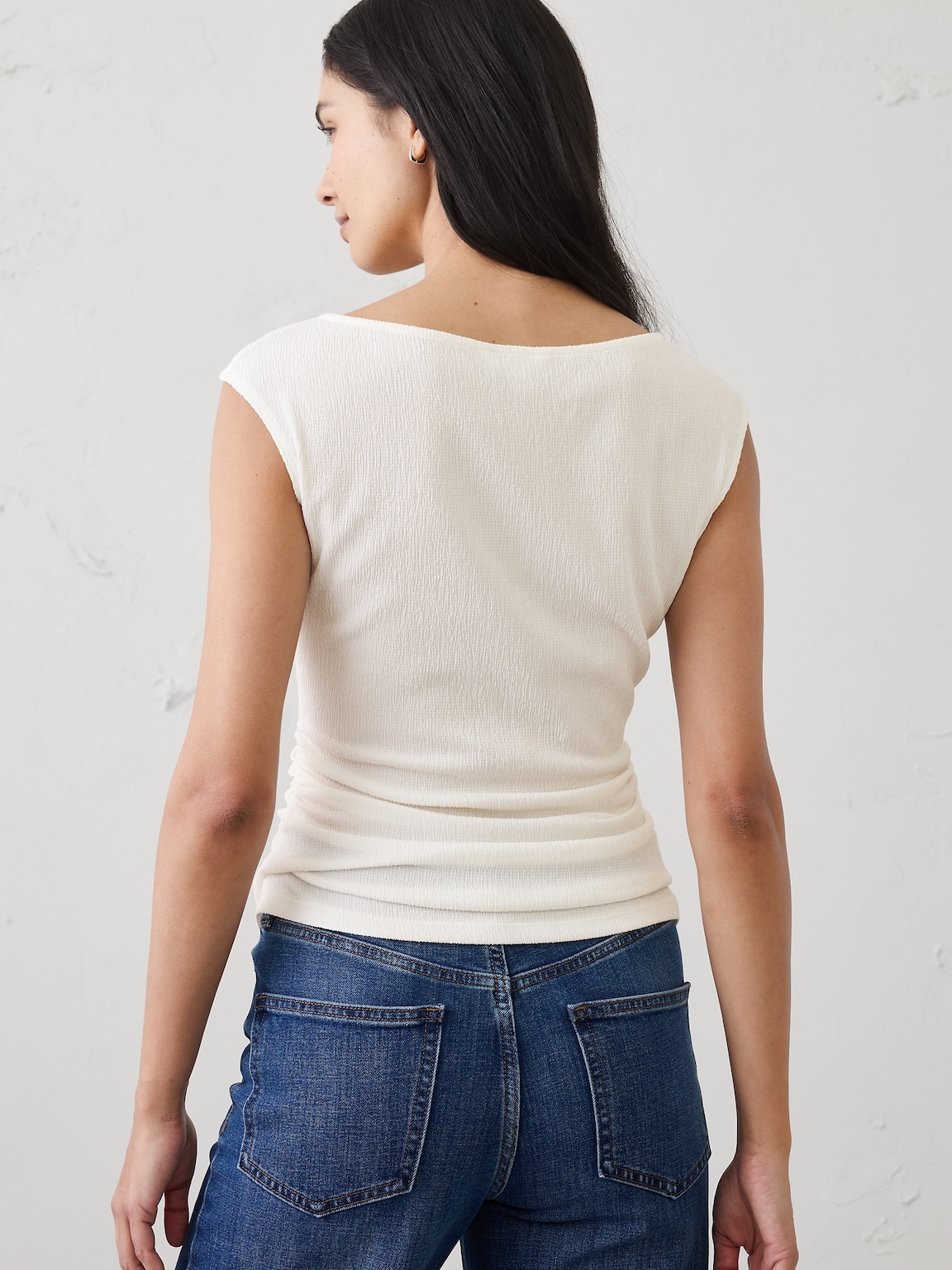 Textured Smocked Ruched Top