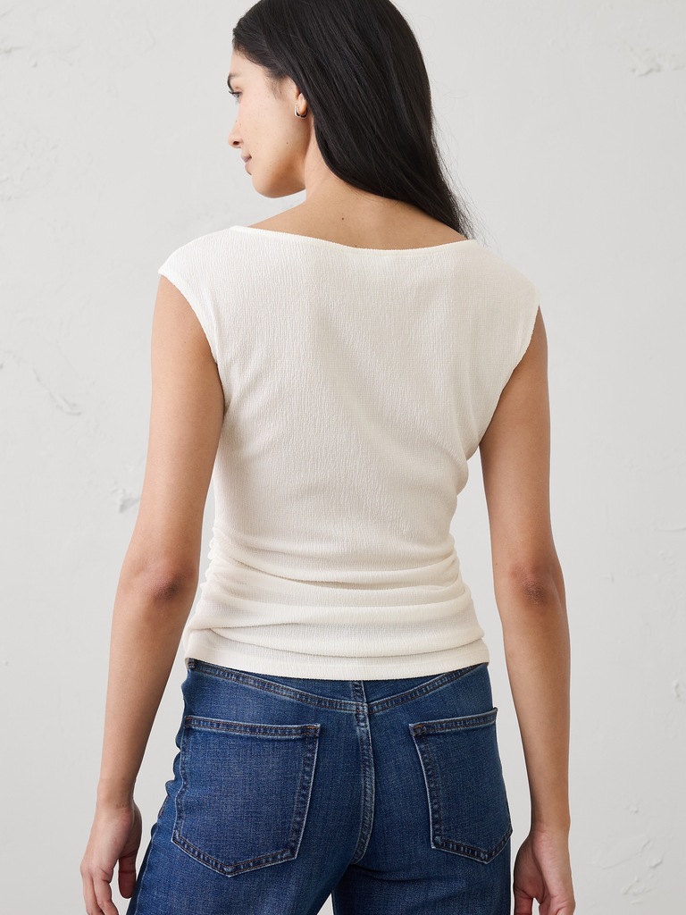 Textured Smocked Ruched Top