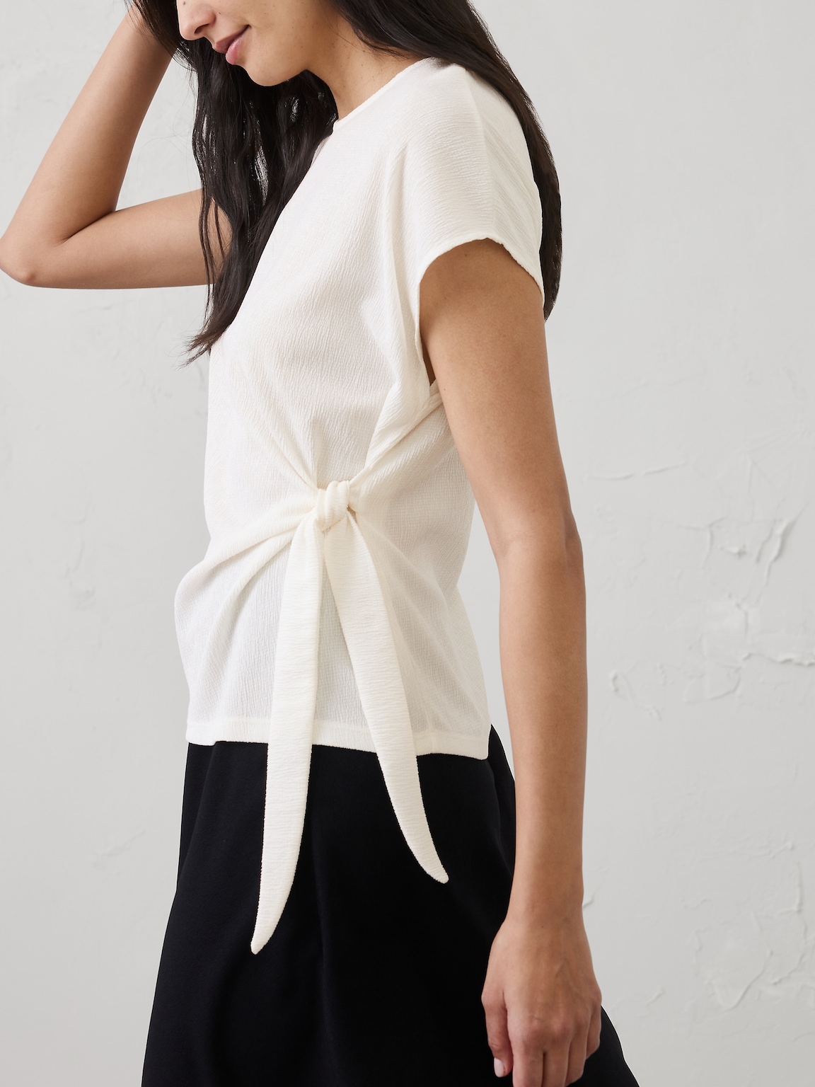 Textured Smocked Side-Tie Top