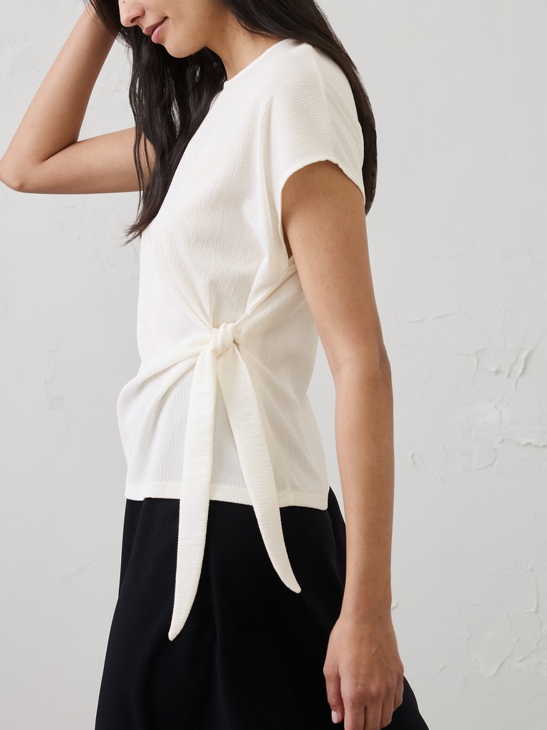 Textured Smocked Side-Tie Top