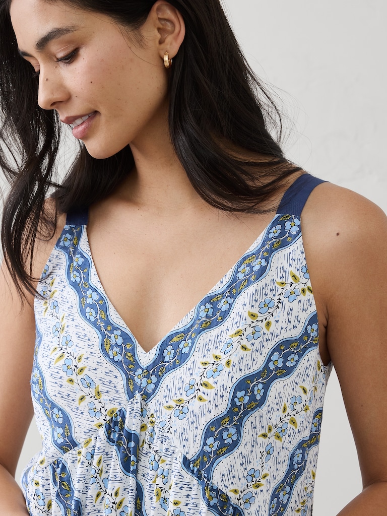 Silky Slub Empire-Tiered Midi Dress