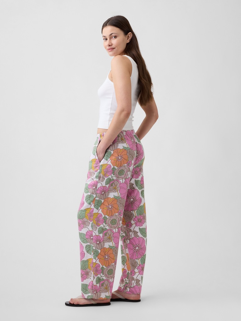 Mid Rise Pull-On Wide-Leg Pants