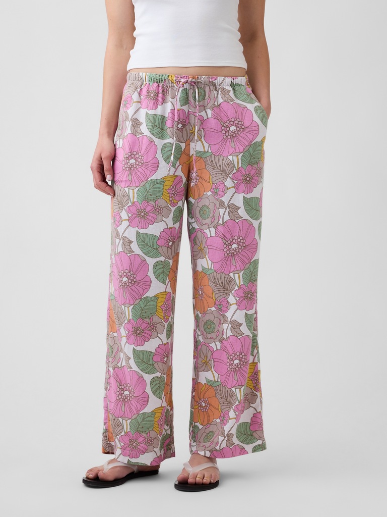 Mid Rise Pull-On Wide-Leg Pants