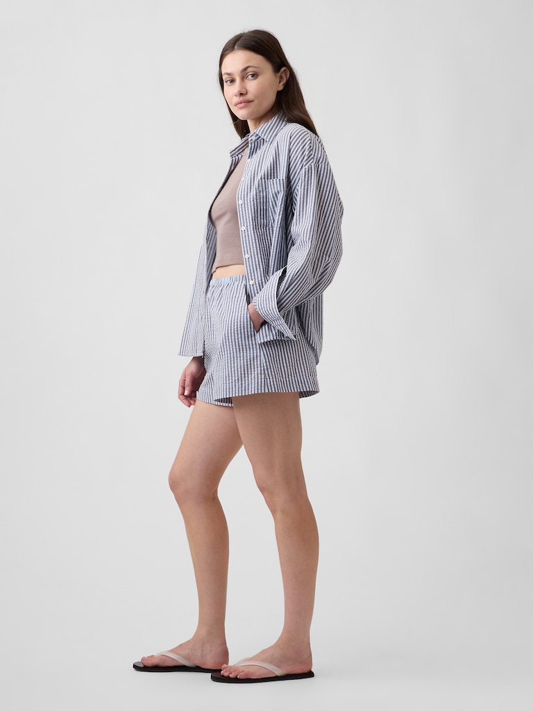 4" Relaxed Pull-On Seersucker Shorts