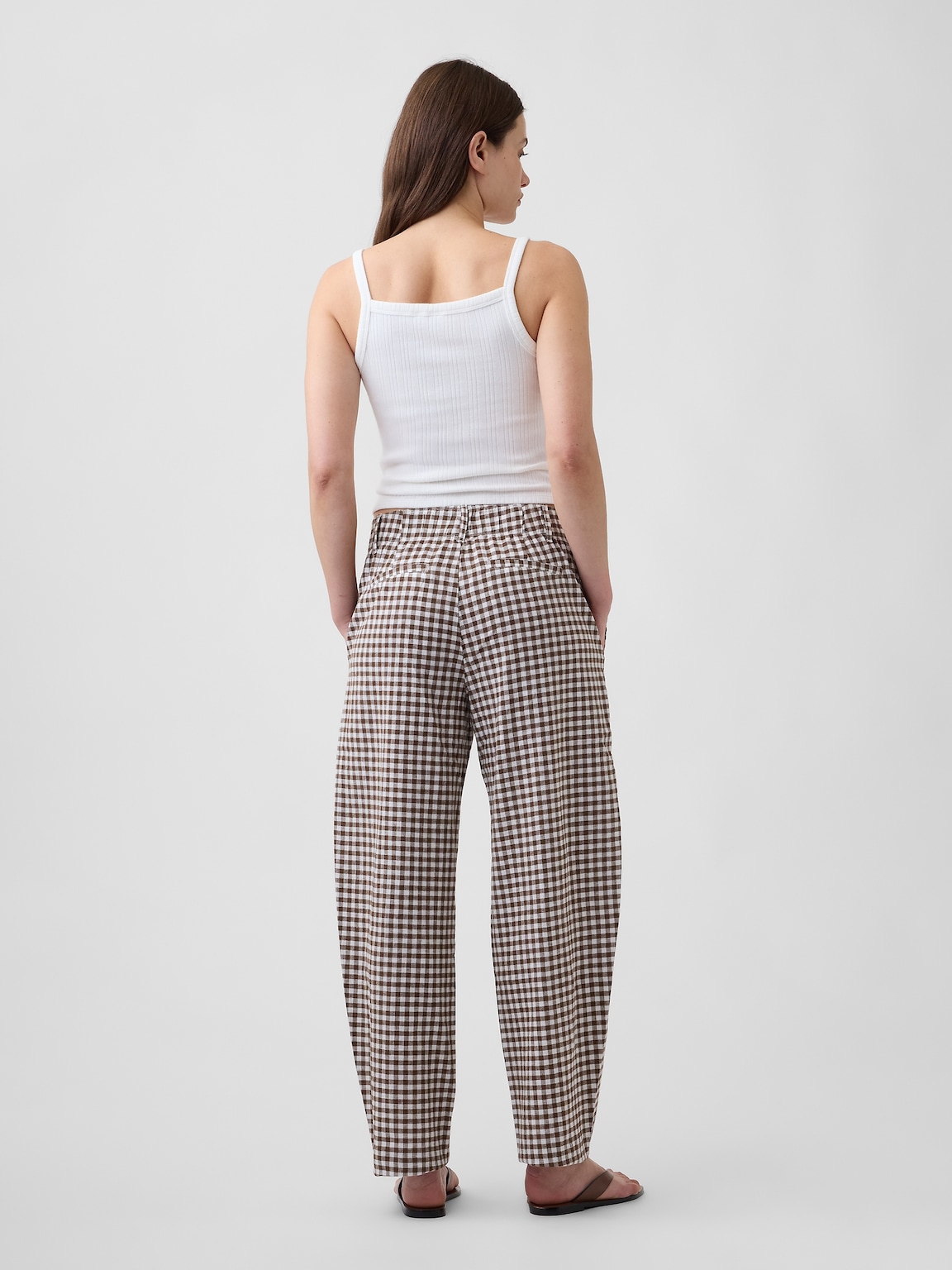 High Rise Linen-Blend Barrel Pants