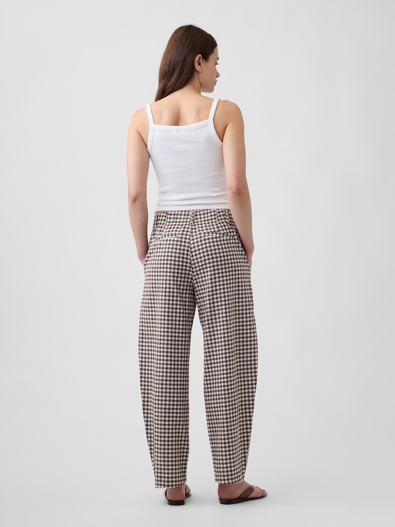 High Rise Linen-Blend Barrel Pants