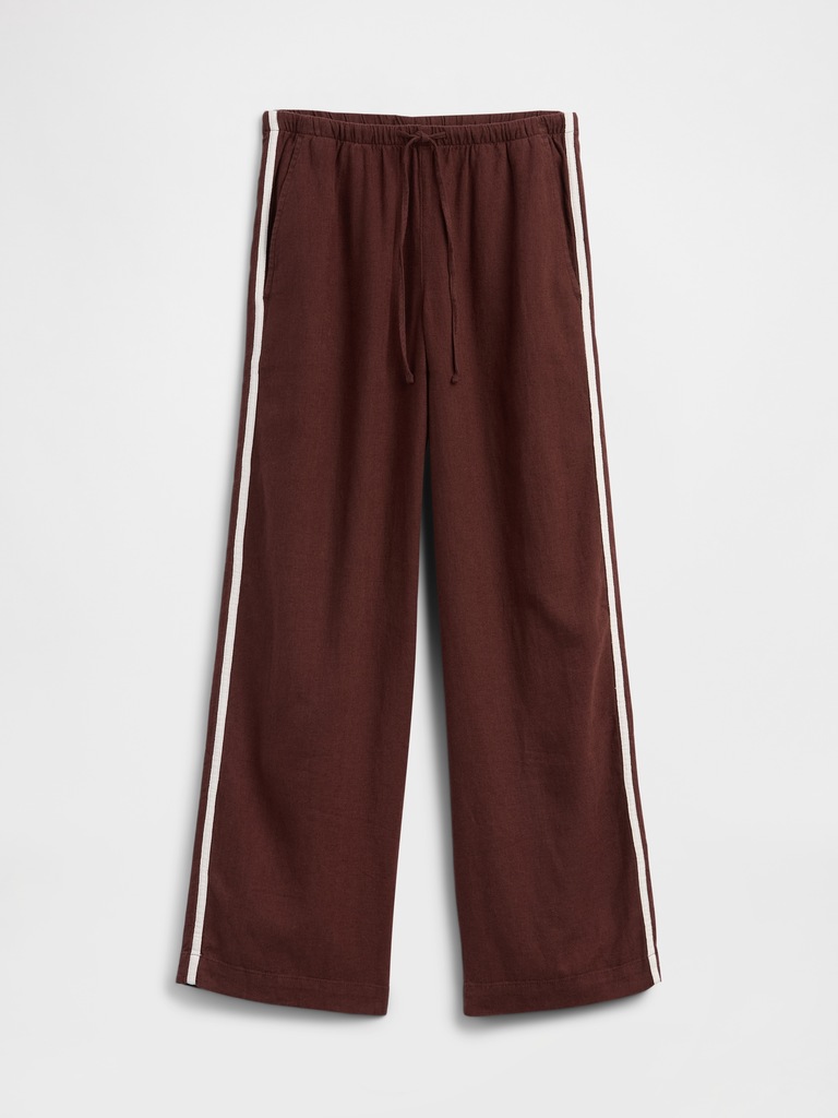Linen-Blend Stripe Wide-Leg Pants