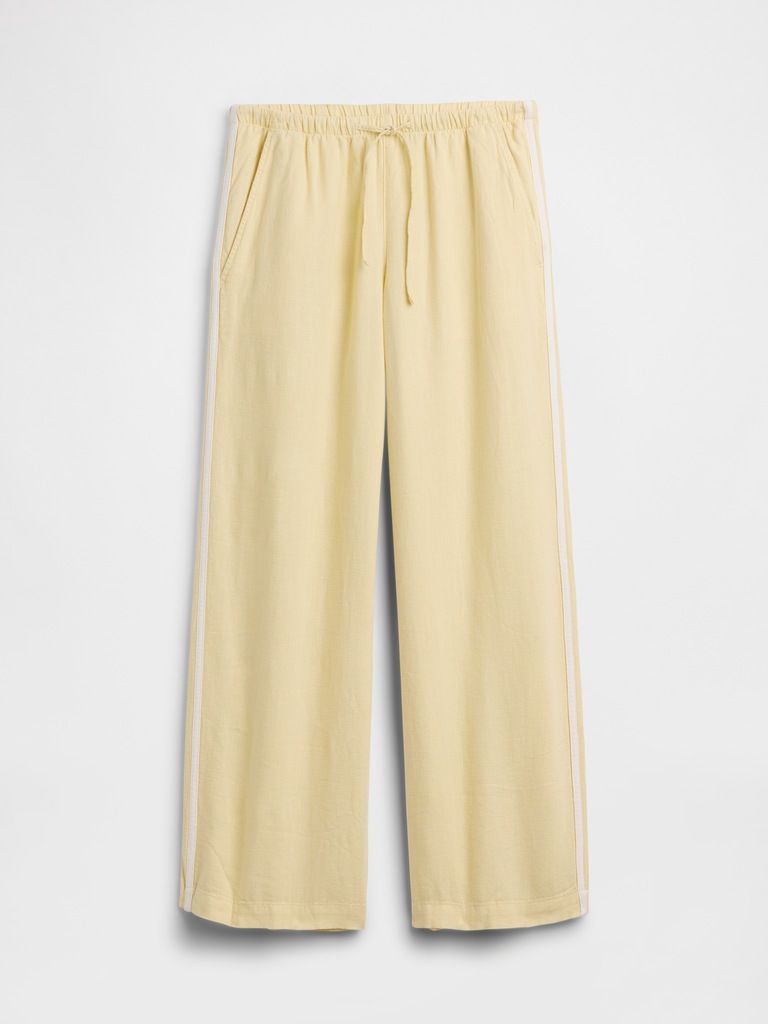 Linen-Blend Stripe Wide-Leg Pants