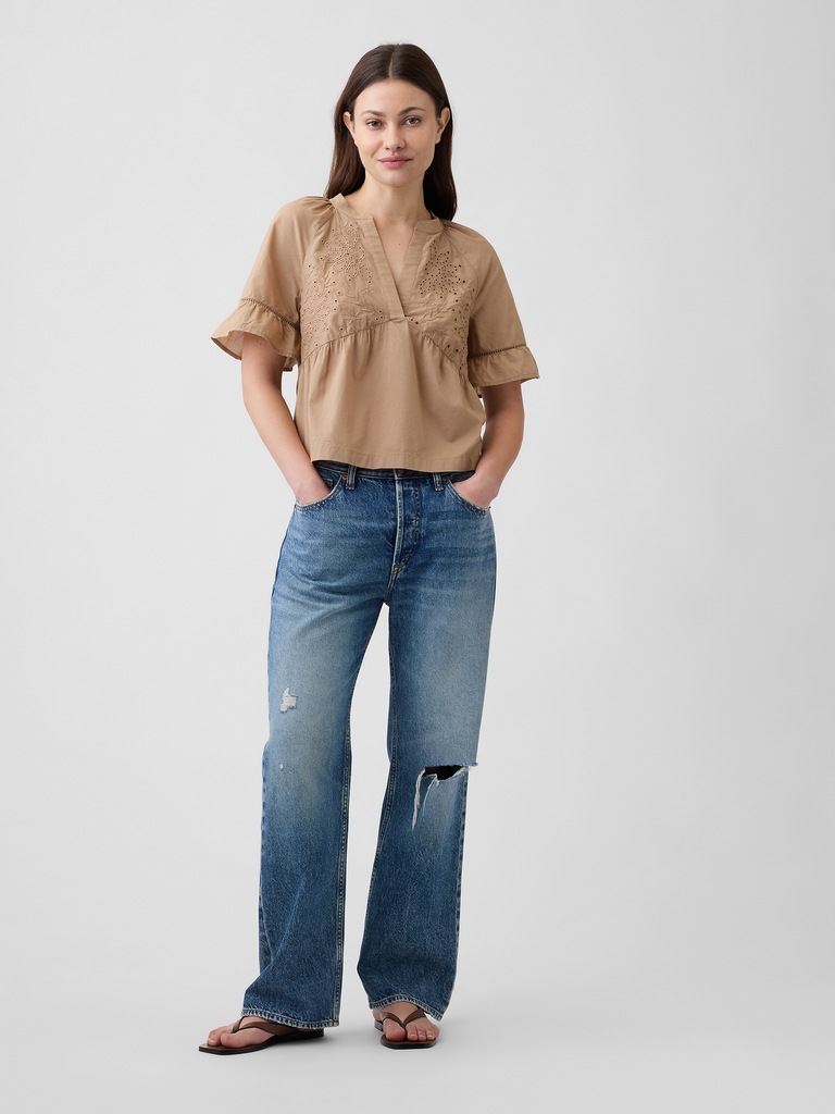 Relaxed Eyelet Top
